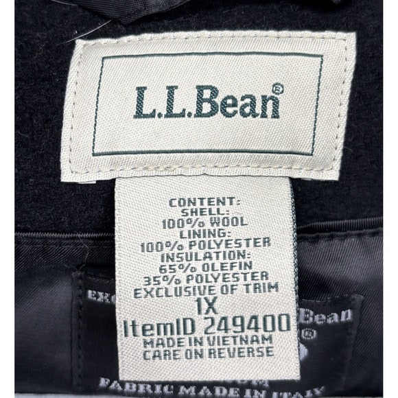 LL Bean Pea Coat Womens Plus 1X Bellandi Italian Soft Wool Insulated Black - Picture 4 of 12